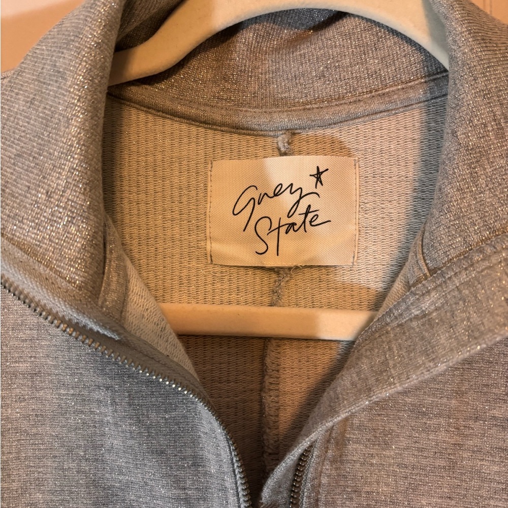 Grey State Silver-Thread Heather Zip Front Jacket